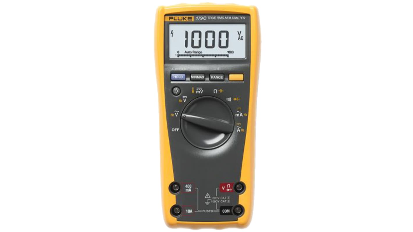 Fluke 179 HandDigital Multimeter, CAT III, CAT IV 1000V ac / 10A ac, 50MΩ