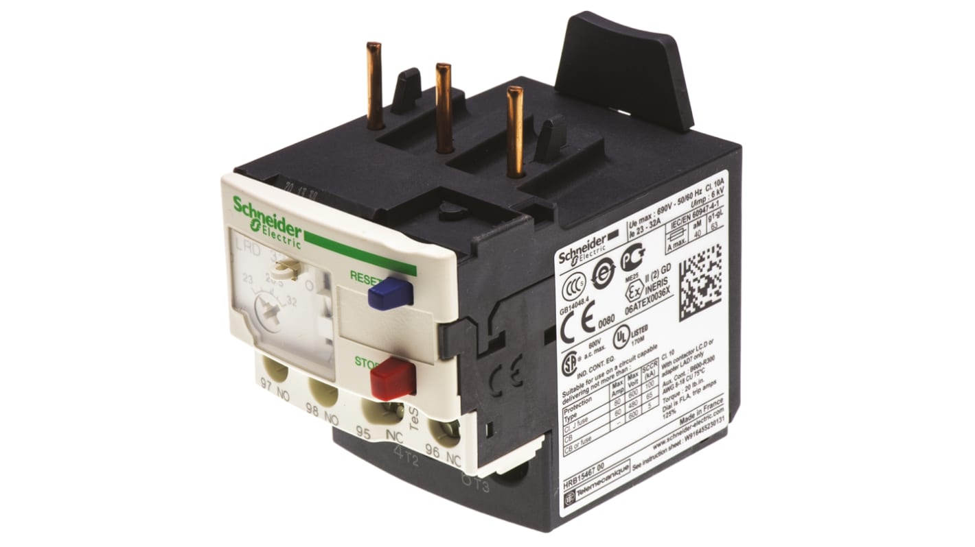 LRD32 Schneider Electric LRD Thermal Overload Relay 1NO + 1NC, 23 →