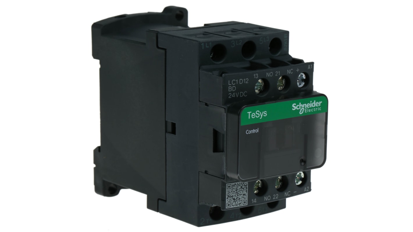 Contactor Schneider Electric TeSys D LC1D de 3 polos, 3 NA, 25 A, bobina 24 Vdc, 5,5 kW