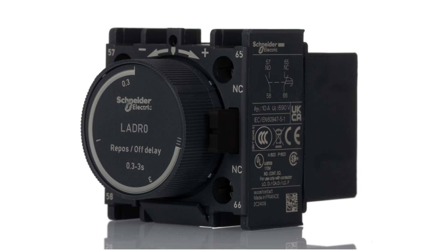 Timer pneumatico Schneider Electric LADR0 D per uso con TeSys Deca CAD, TeSys Deca LC1D, TeSys F CR1F, TeSys F LC1F