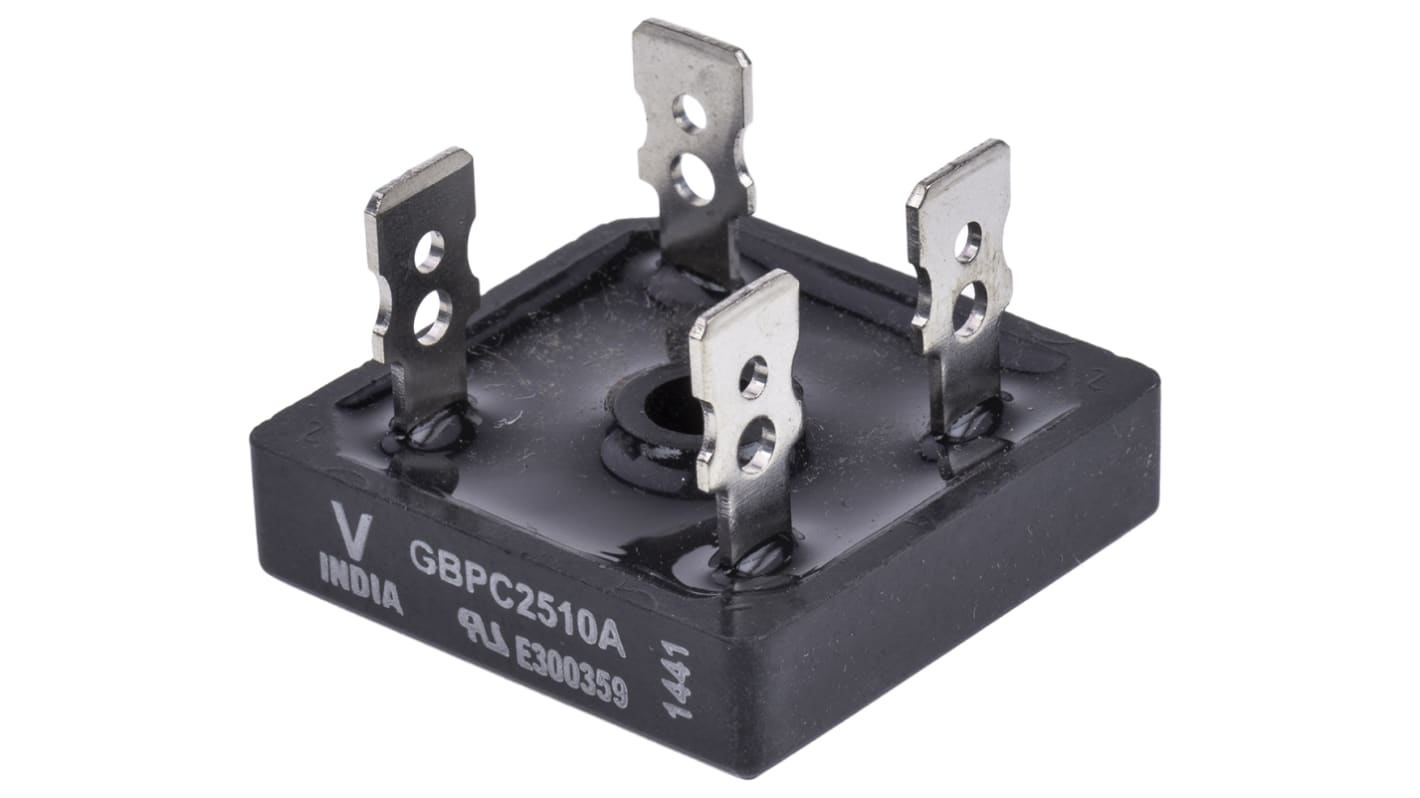 Vishay Brückengleichrichter, 1-phasig 25A 1000V Schraubmontage 1.1V GBPC-A 4-Pin 5μA Siliziumverbindung