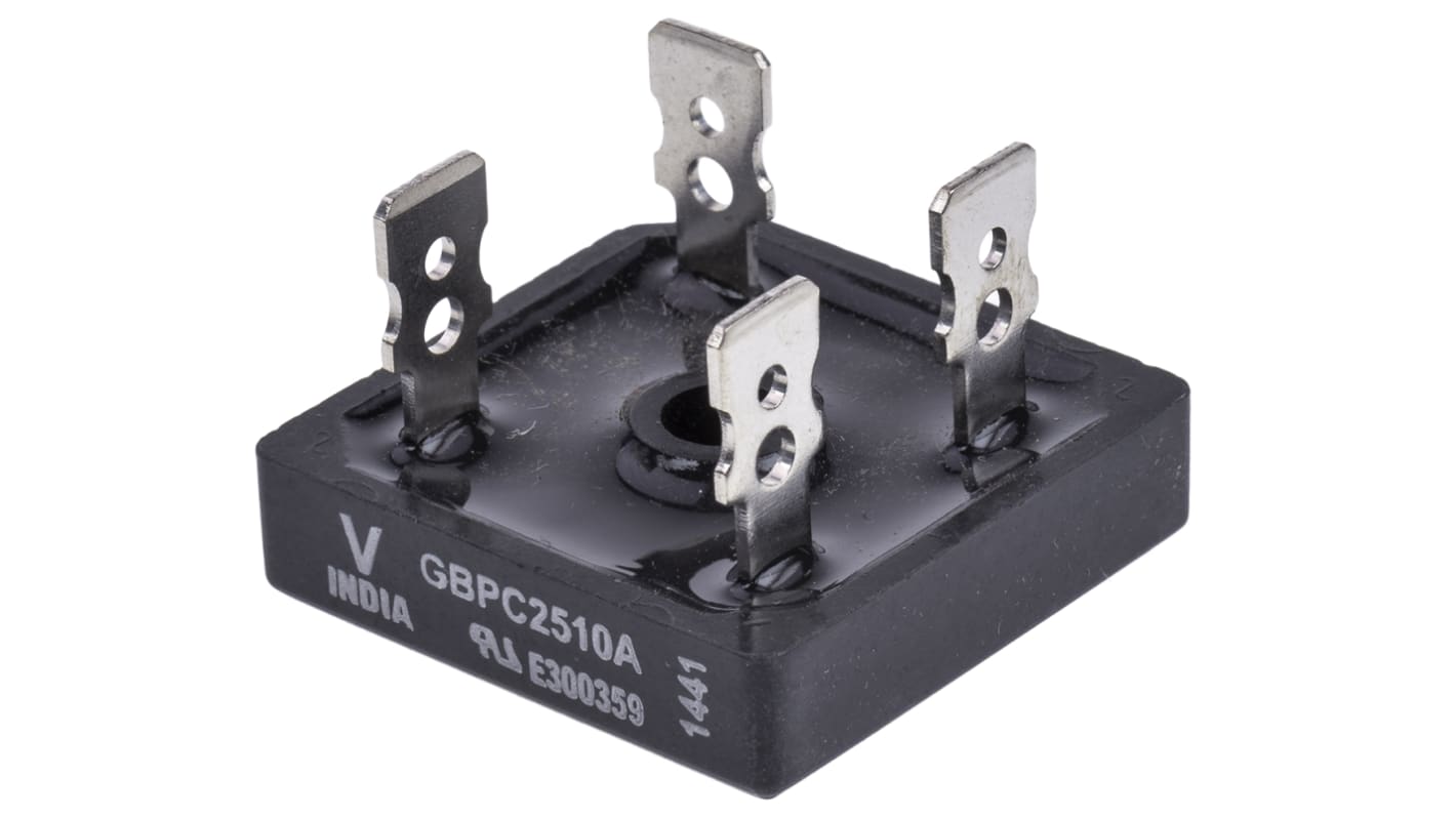 Raddrizzatore a ponte, Monofase, Vishay, Ifwd 25A, VRRM 1000V, GBPC-A, Montaggio a vite, 4 Pin