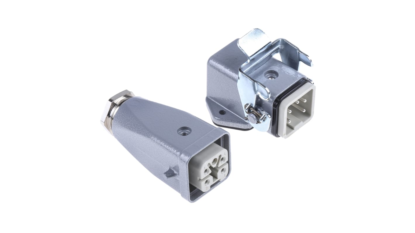 Conector de potencia EPIC H-A Hembra a Macho de 4 vías, 250 V, 10A, IP65, con rosca M25