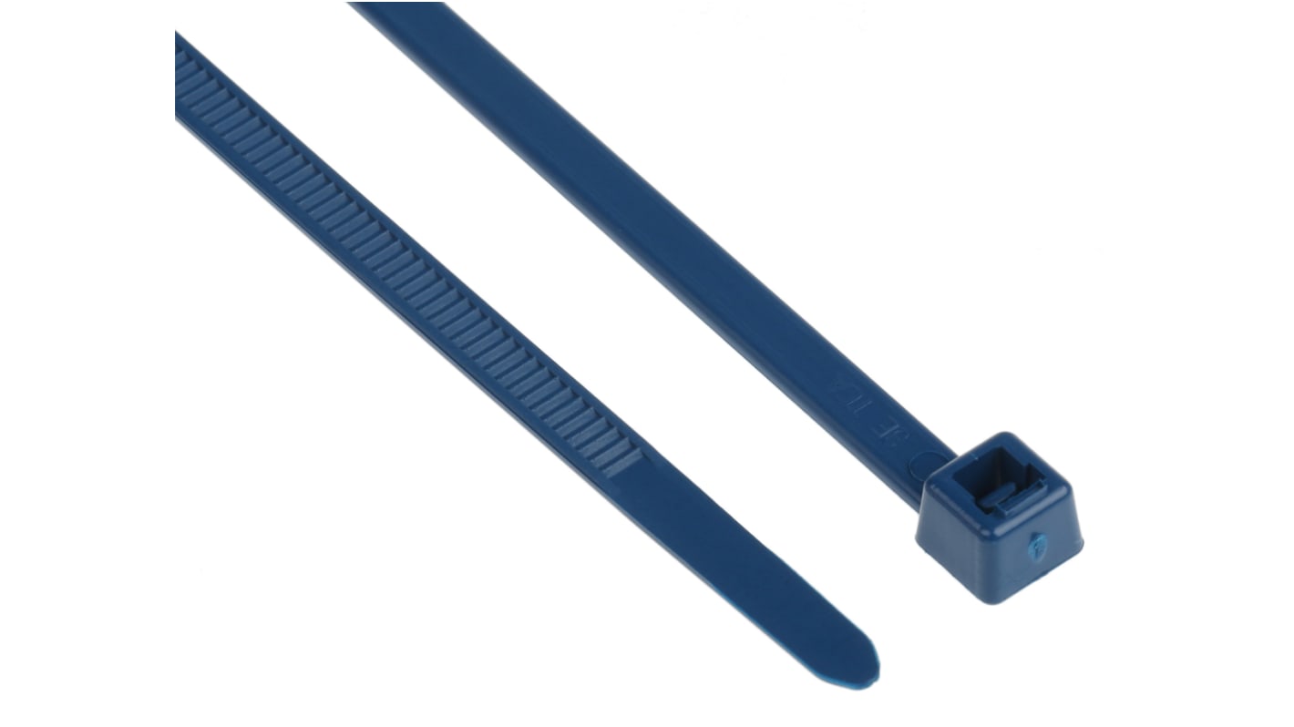 HellermannTyton Cable Tie, 390mm x 4.6 mm, Blue Polyamide 6.6 (PA66), Pk-100