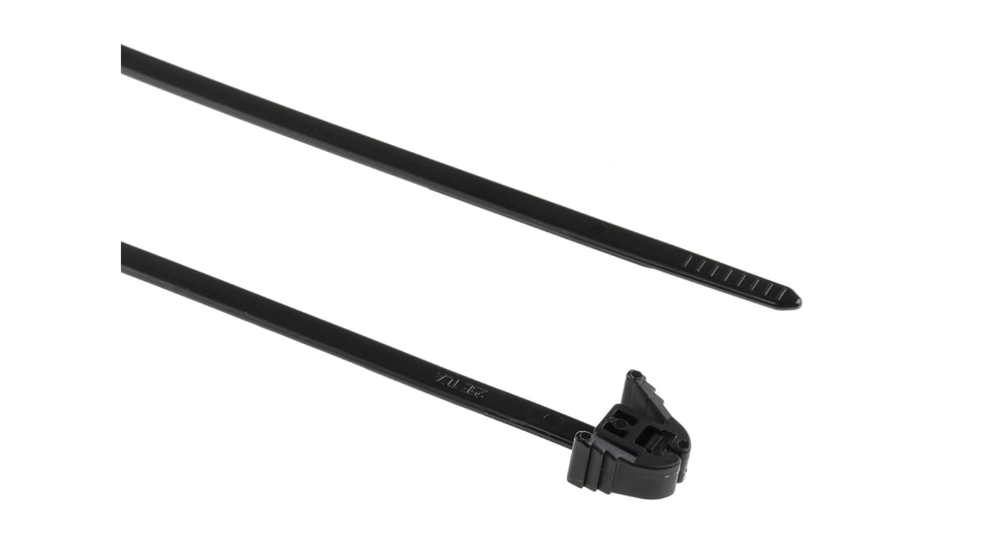 HellermannTyton Cable Tie, Releasable, 305mm x 4.7 mm, Black Polyamide 6.6 (PA66), Pk-100