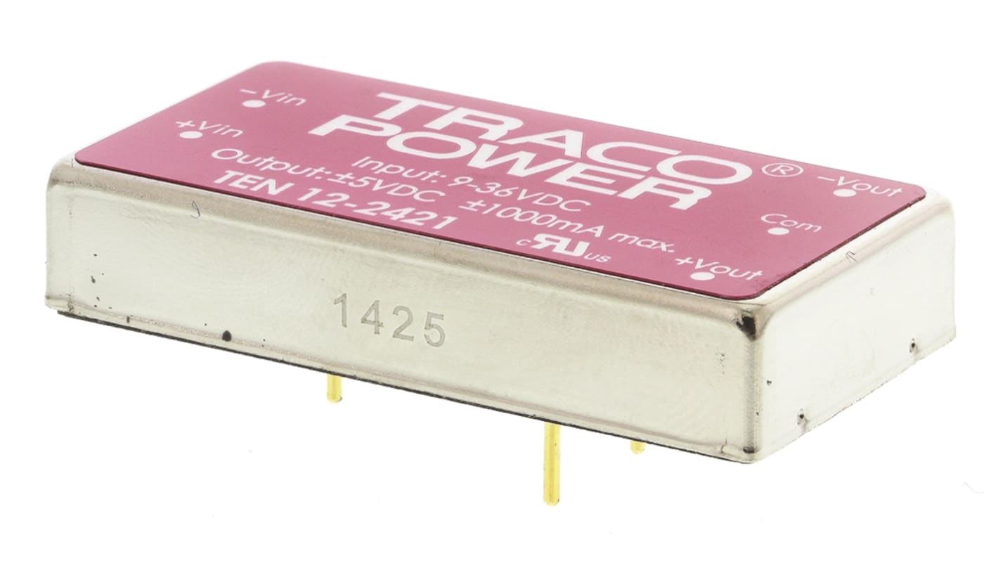 TRACOPOWER TEN 12 DC-DC Converter, ±5V dc/ ±1A Output, 9 → 36 V dc Input, 12W, Through Hole, +85°C Max Temp