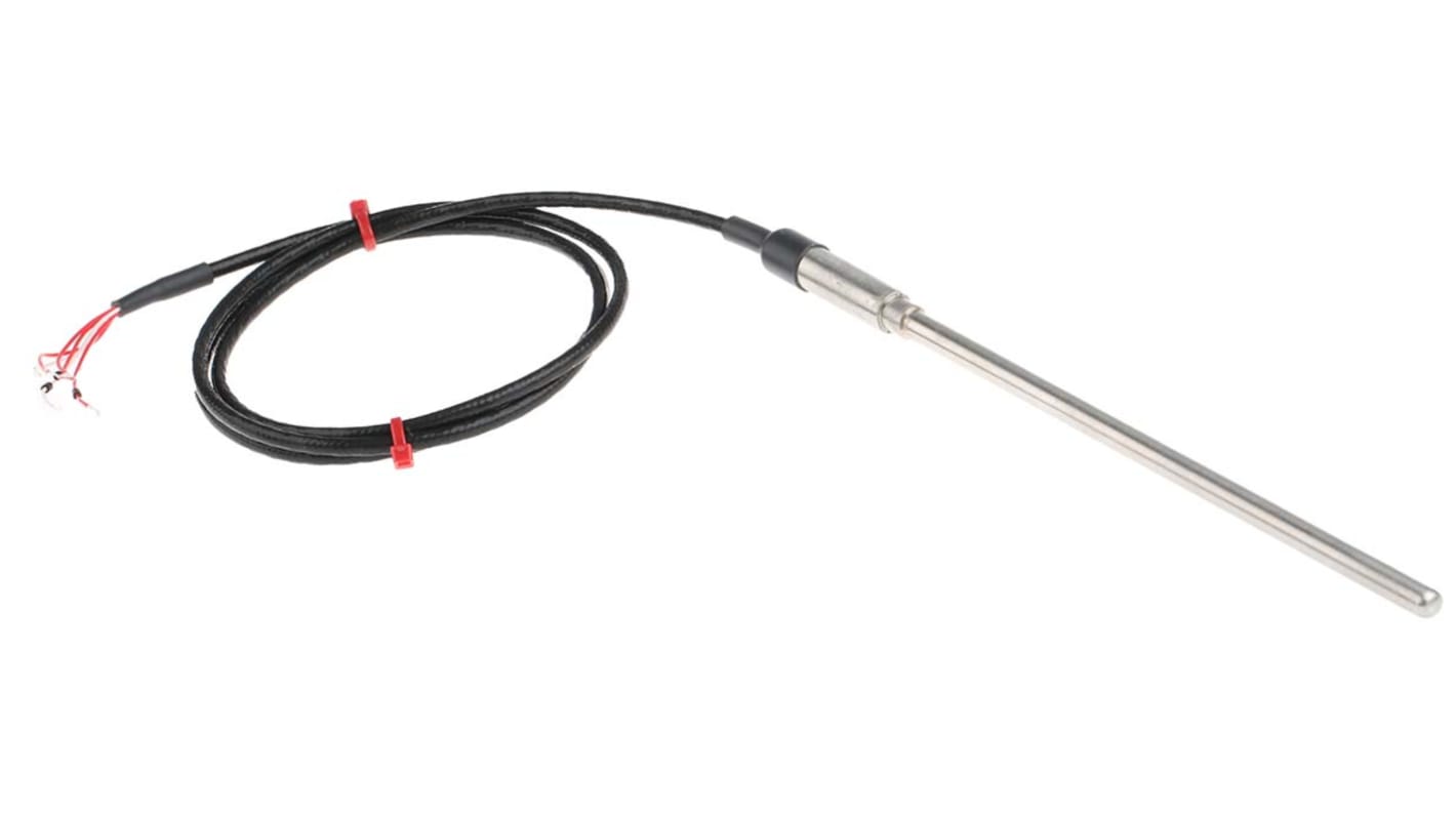 Sensor RTD PT100 RS PRO de 2 x 3 hilos, sonda: Ø 6mm, long. 150mm, cable de 1m, temp. -50°C → +250°C