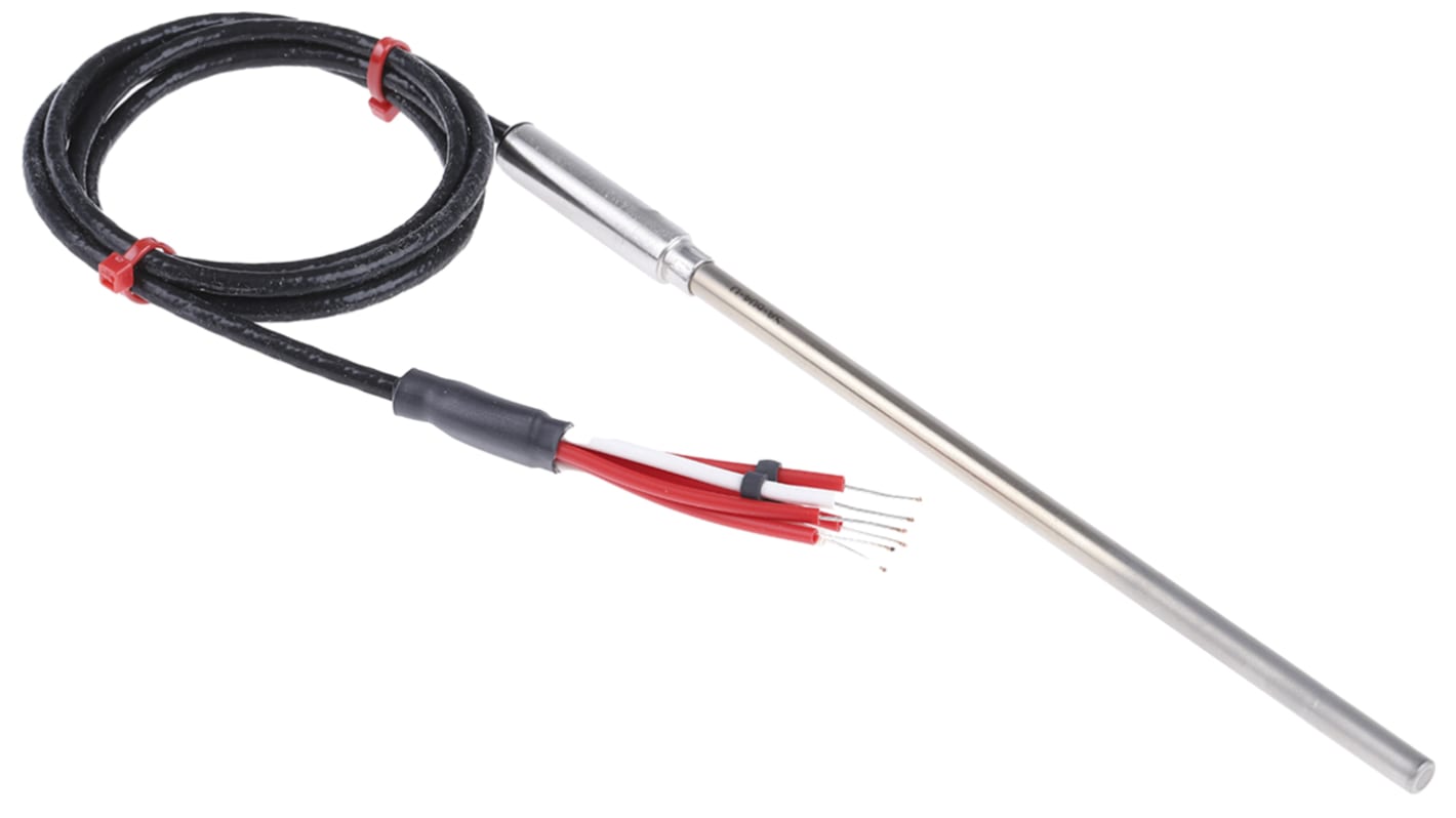 RS PRO PT100 RTD Sensor, 6mm Dia, 150mm Long, 2 x 3 Wire, Probe, Class B +500°C Max