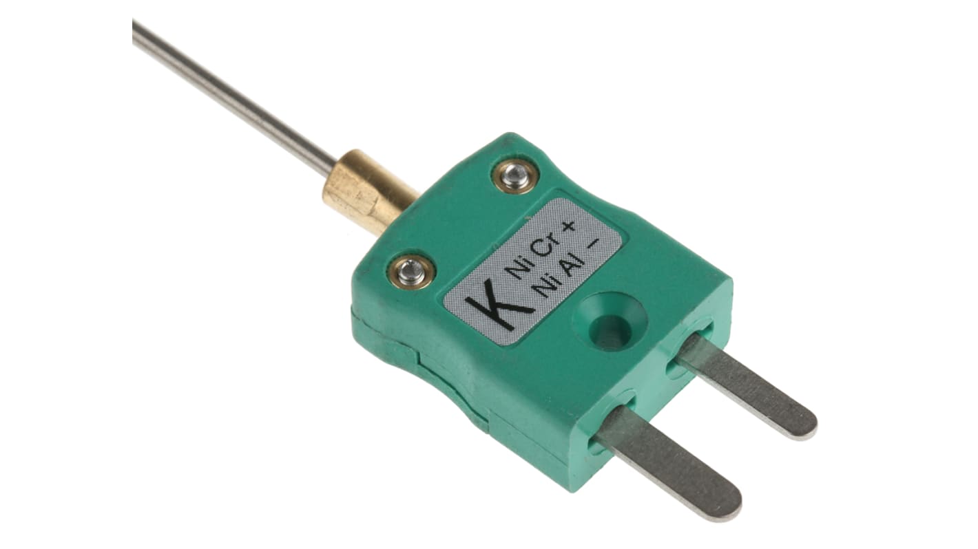 Termopar tipo K RS PRO , calibrado SYSCAL, Ø sonda 1.5mm x 150mm, temp. máx +1100°C, conexión , con conector miniatura