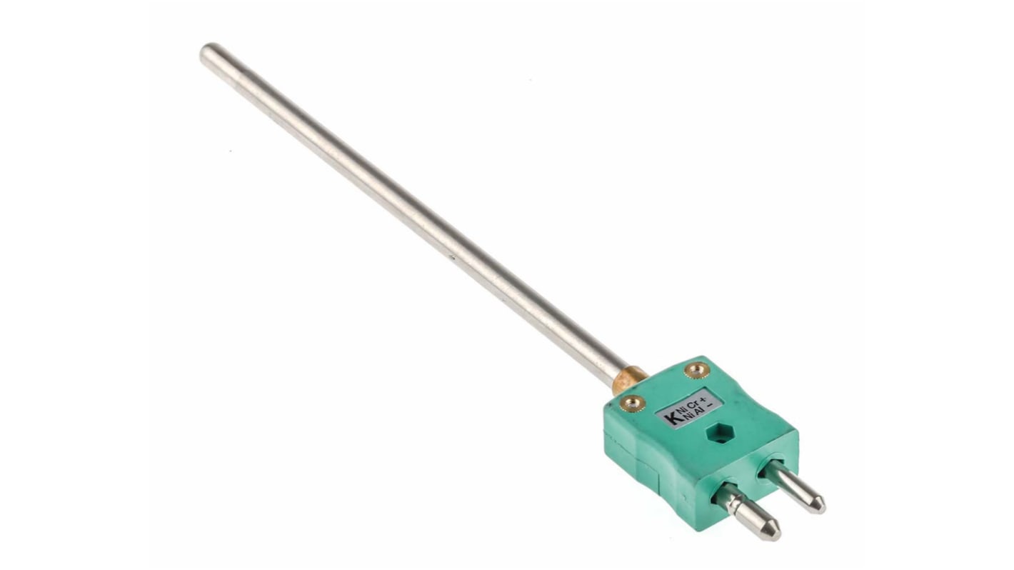 Thermocouple à isolation minérale RS PRO type K Ø 6mm, L 150mm, +1100°C max à Fiche mâle standard