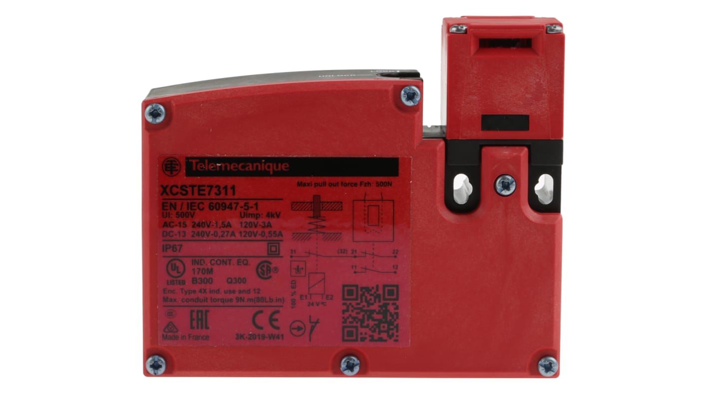 Telemecanique Sensors XCS-TE Series Solenoid Interlock Switch, Power to Unlock, 24V ac/dc