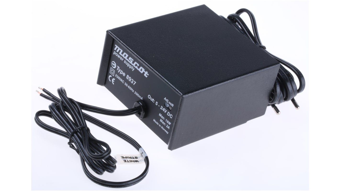 Mascot 18W Power Brick AC/DC Adapter 5 → 24V dc Output, 2A Output