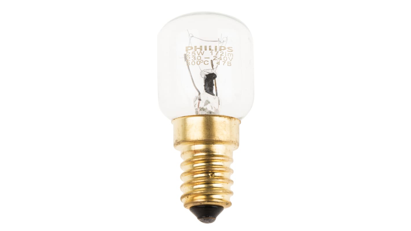 25SESOZP Philips Lighting E14 Oven Bulb, Clear, 230 → 240 V RS
