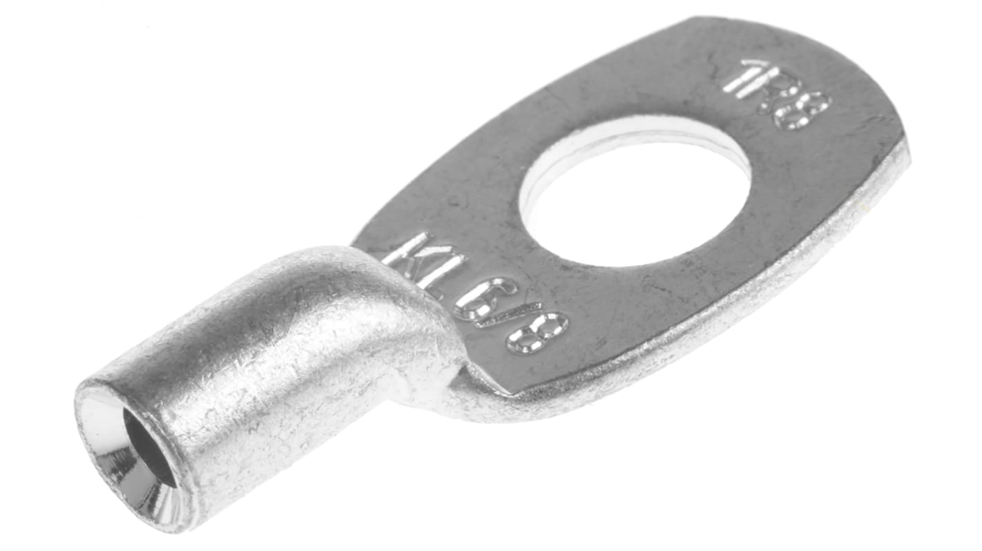 Klauke Uninsulated Ring Terminal, M8 Stud Size, 6mm² to 6mm² Wire Size