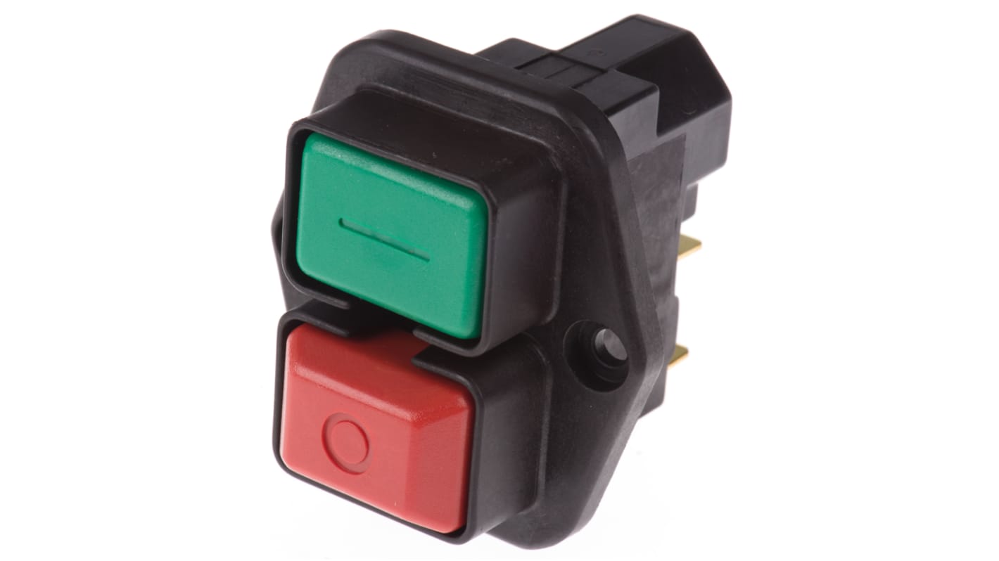 EICHOFF Push Button Switch, Latching, Panel Mount, DPDT, 230V