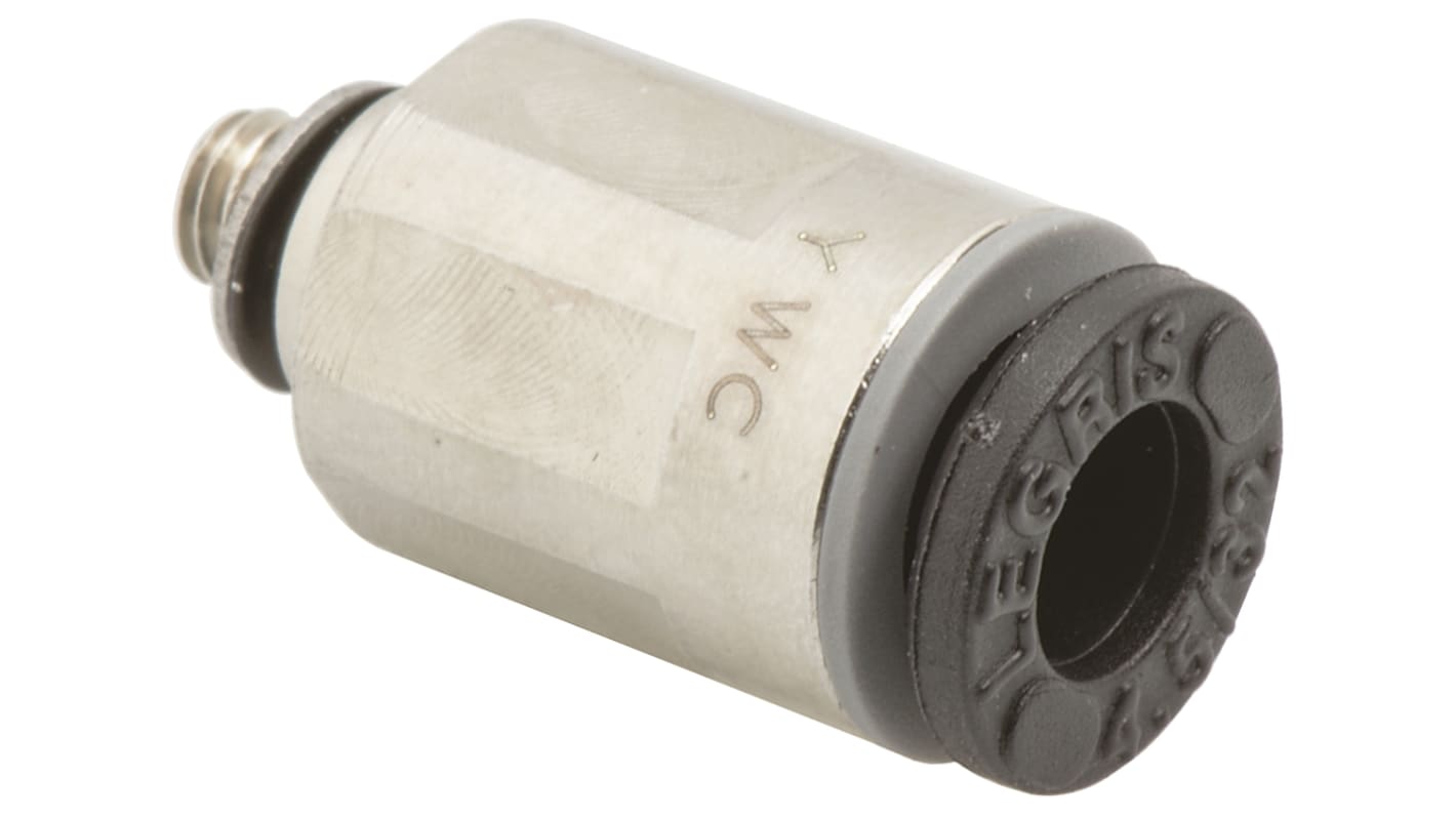 Legris LF3000 Series Straight Threaded Adaptor, M3 Male to Push In 4 mm, Threaded-to-Tube Connection Style