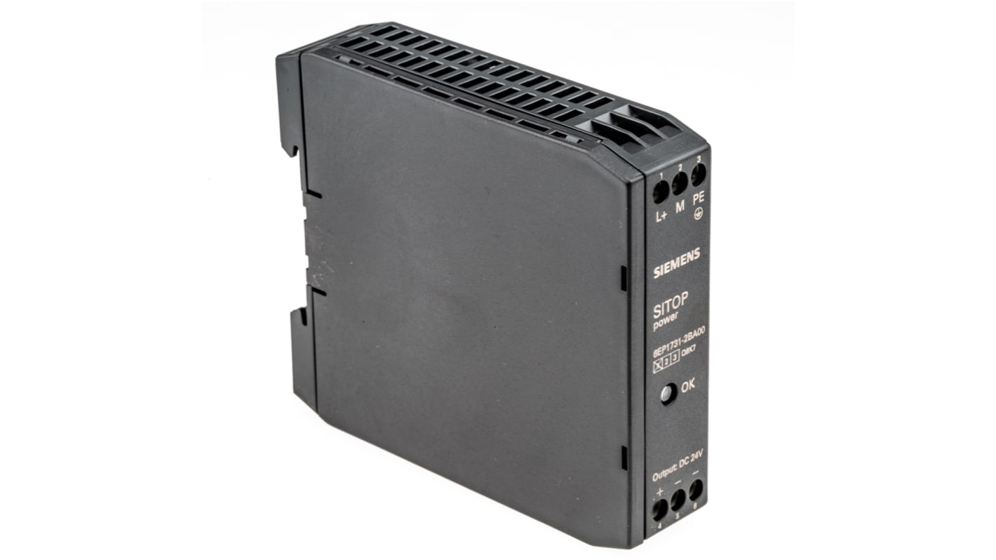 Siemens SITOP POWER Switched Mode DIN Rail Power Supply, 30 → 187V ac ac, dc Input, 24V dc dc Output, 370mA