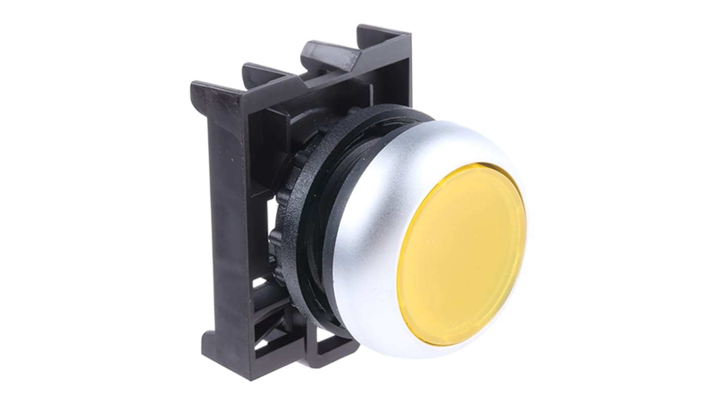 Cabezal de pulsador Eaton serie RMQ Titan M22, Ø 22mm, de color Amarillo, Redondo, Momentáneo, IP69K