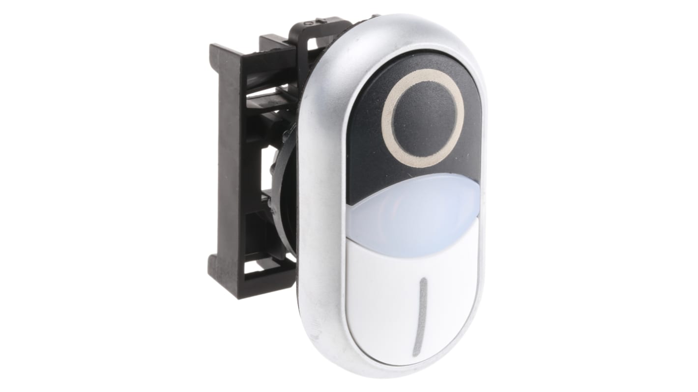 Cabezal de pulsador Eaton serie RMQ Titan M22, Ø 22mm, de color Negro/Blanco, Momentáneo, IP66