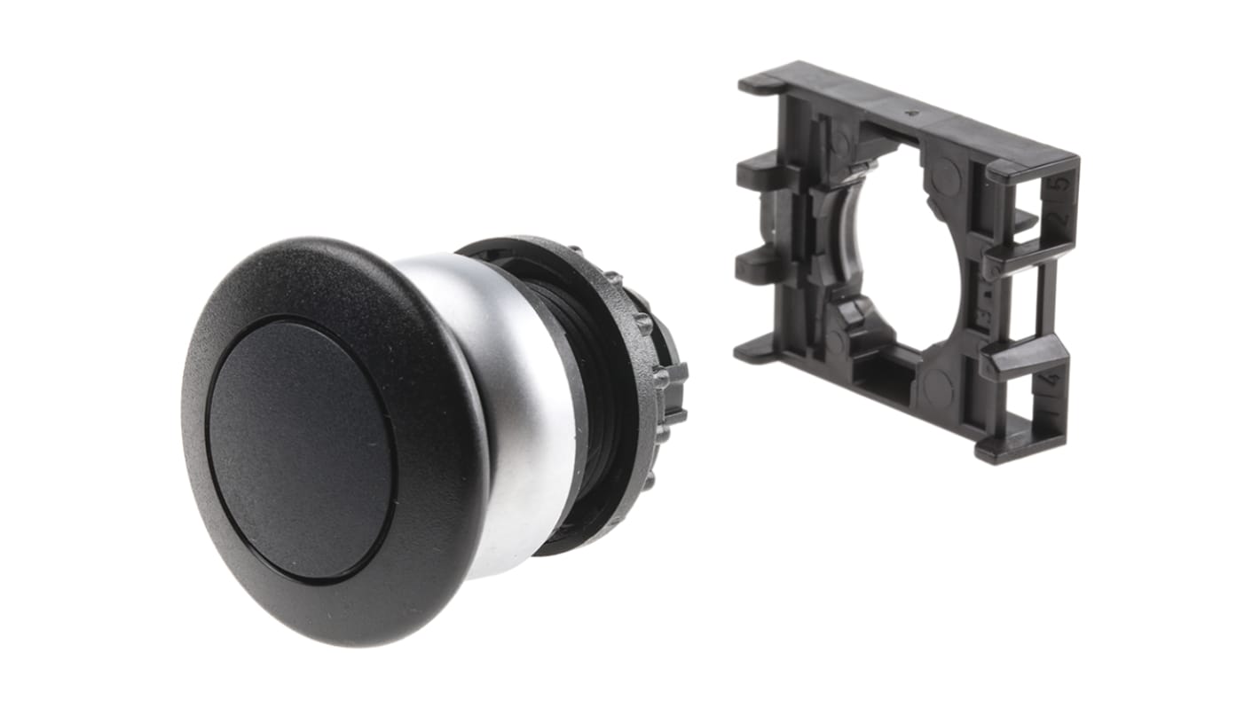 Cabezal de pulsador Eaton serie RMQ Titan M22, Ø 22mm, de color Negro, tipo seta, Mantenido, IP66, IP67, IP69