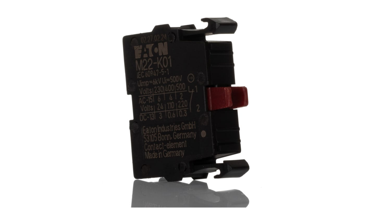 Eaton M22 Series Contact Block for Use with N(S)1(-4) Series, NZM1(-4) Series, PN1(-4) Series, 500V, 1NC