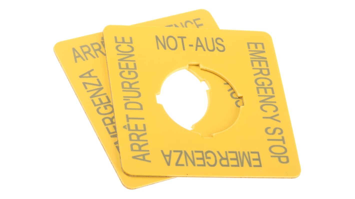 Eaton Label for Use with RMQ Titan Series, Arrêt d'urgence - Emergency Stop - Emergenza - Not-Aus