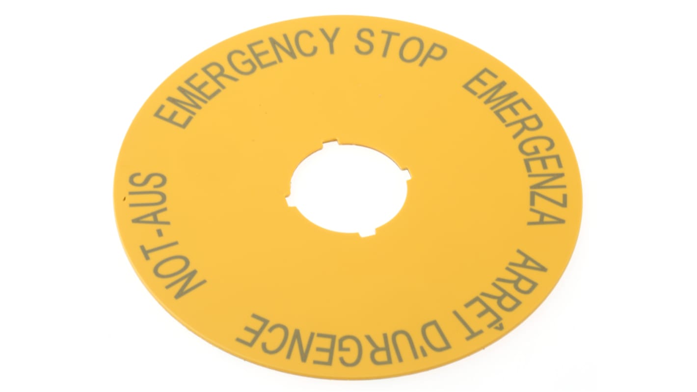 Eaton Label for Use with RMQ Titan Series, Arrêt d'urgence - Emergency Stop - Emergenza - Not-Aus