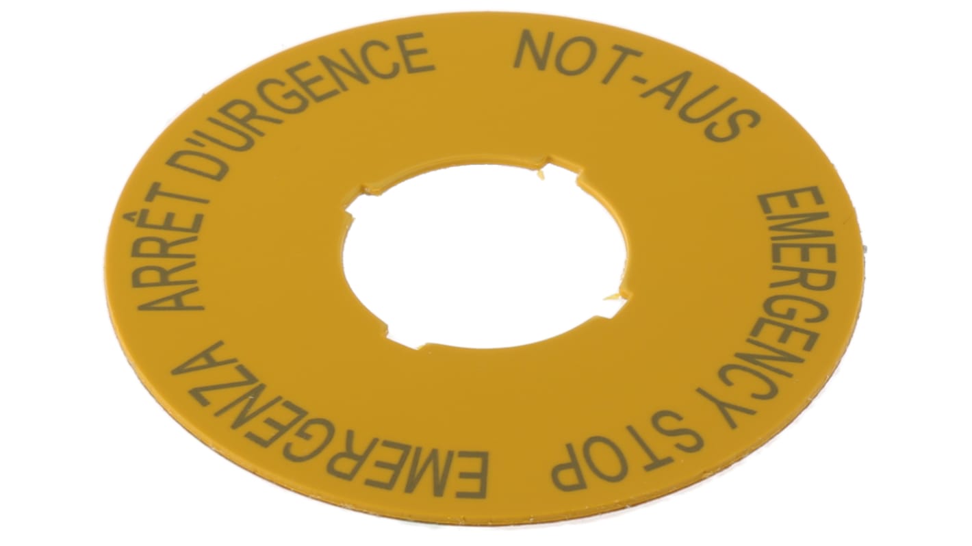 Eaton Label for Use with RMQ Titan Series, Arrêt d'urgence - Emergency Stop - Emergenza - Not-Aus