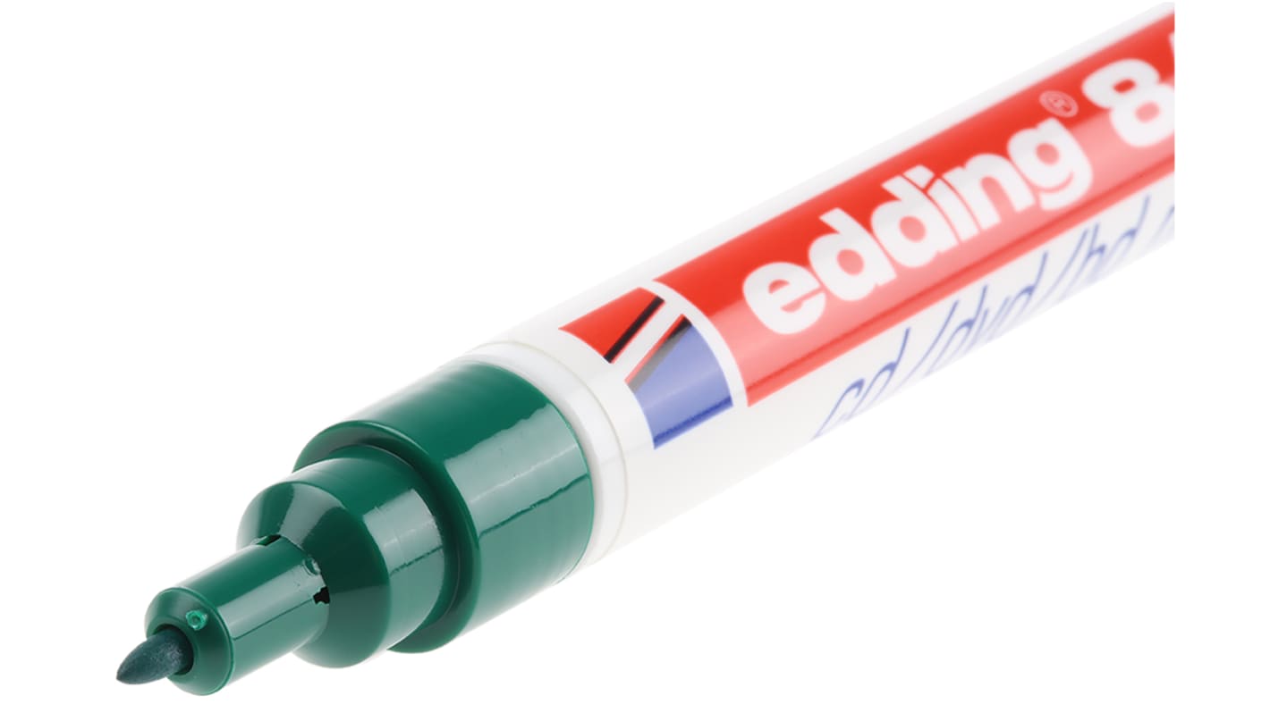 Edding Verde Pennarello per CD, pennarello indelebile Extra fine Tonda, 0.5 → 1mm