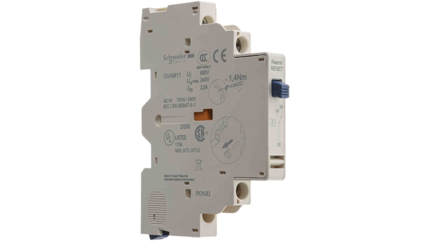 Schneider Electric Auxiliary Contact, 1 Contact, 1CO, Side Mount