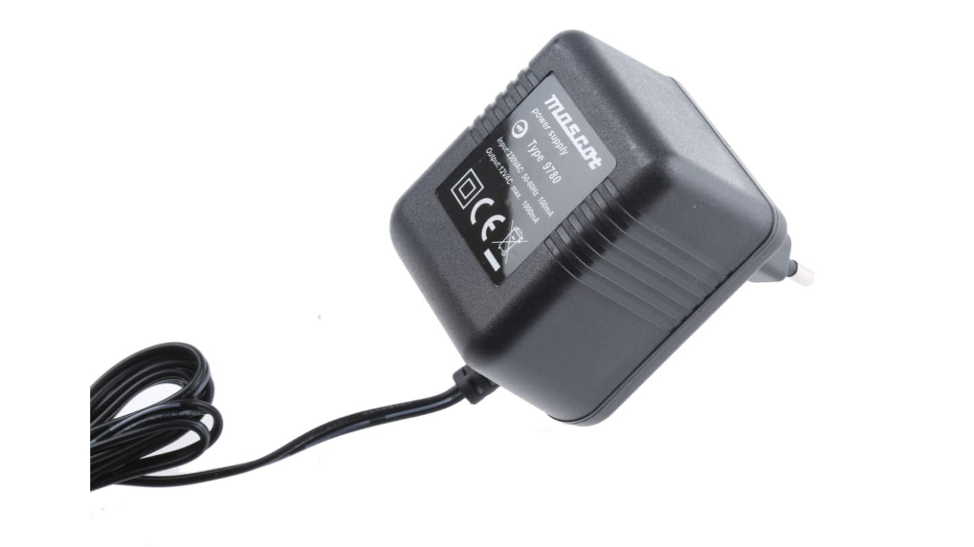 Mascot 12V ac AC/DC-adapter, AC/AC adapter, 1A, 12W, EU-stik