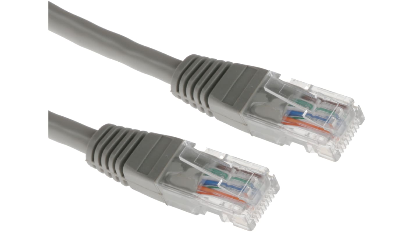 RS PRO Cat5e Male RJ45 to Male RJ45 Ethernet Cable, U/UTP, Grey, 5m