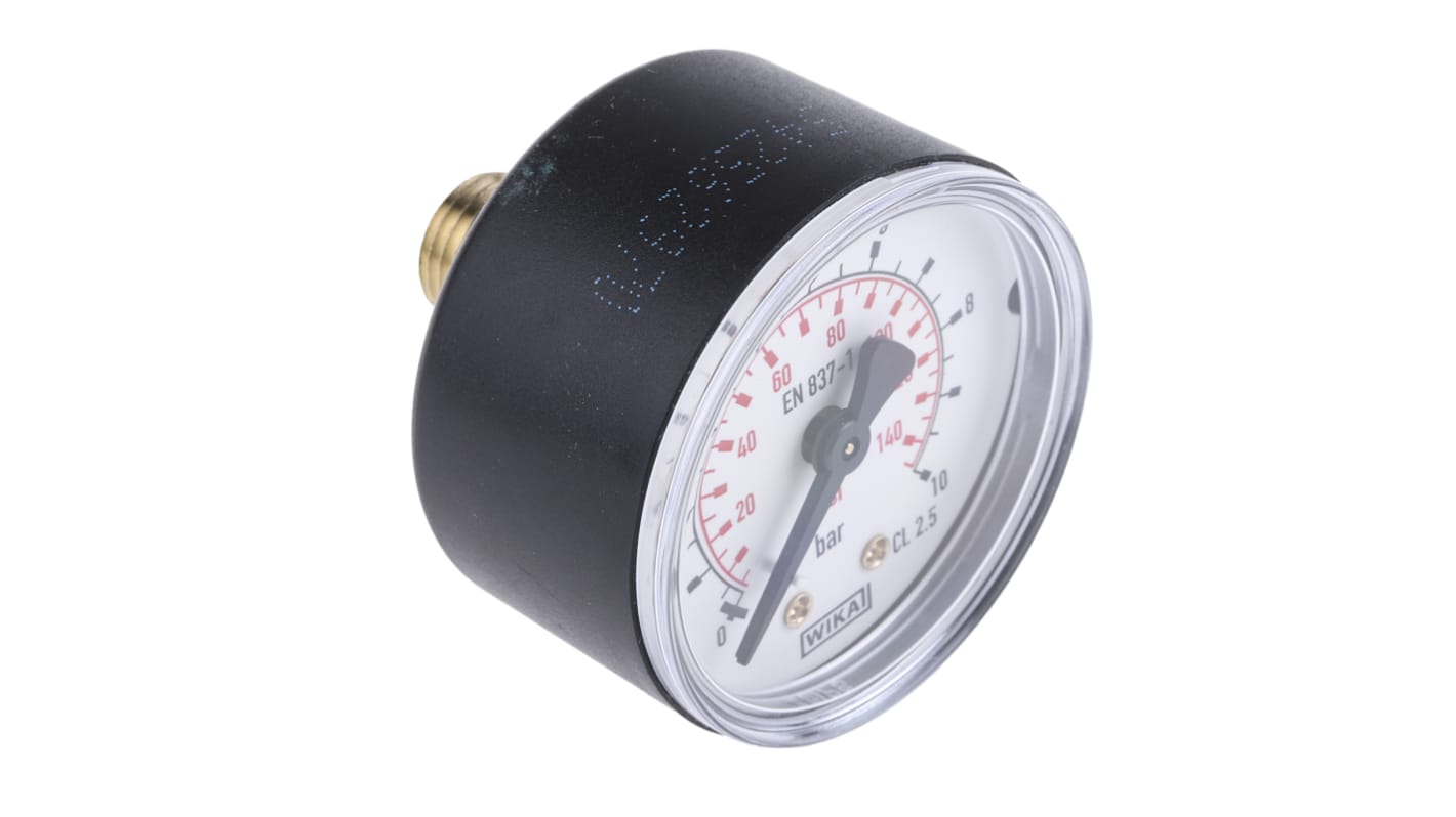 WIKA Analogue Pressure Gauge 10bar Back Entry, 7203493, 0bar min.