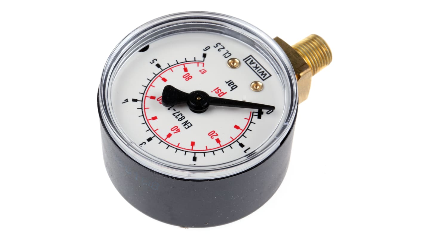 WIKA Analogue Pressure Gauge 6bar Bottom Entry, 7203548, 0bar min.