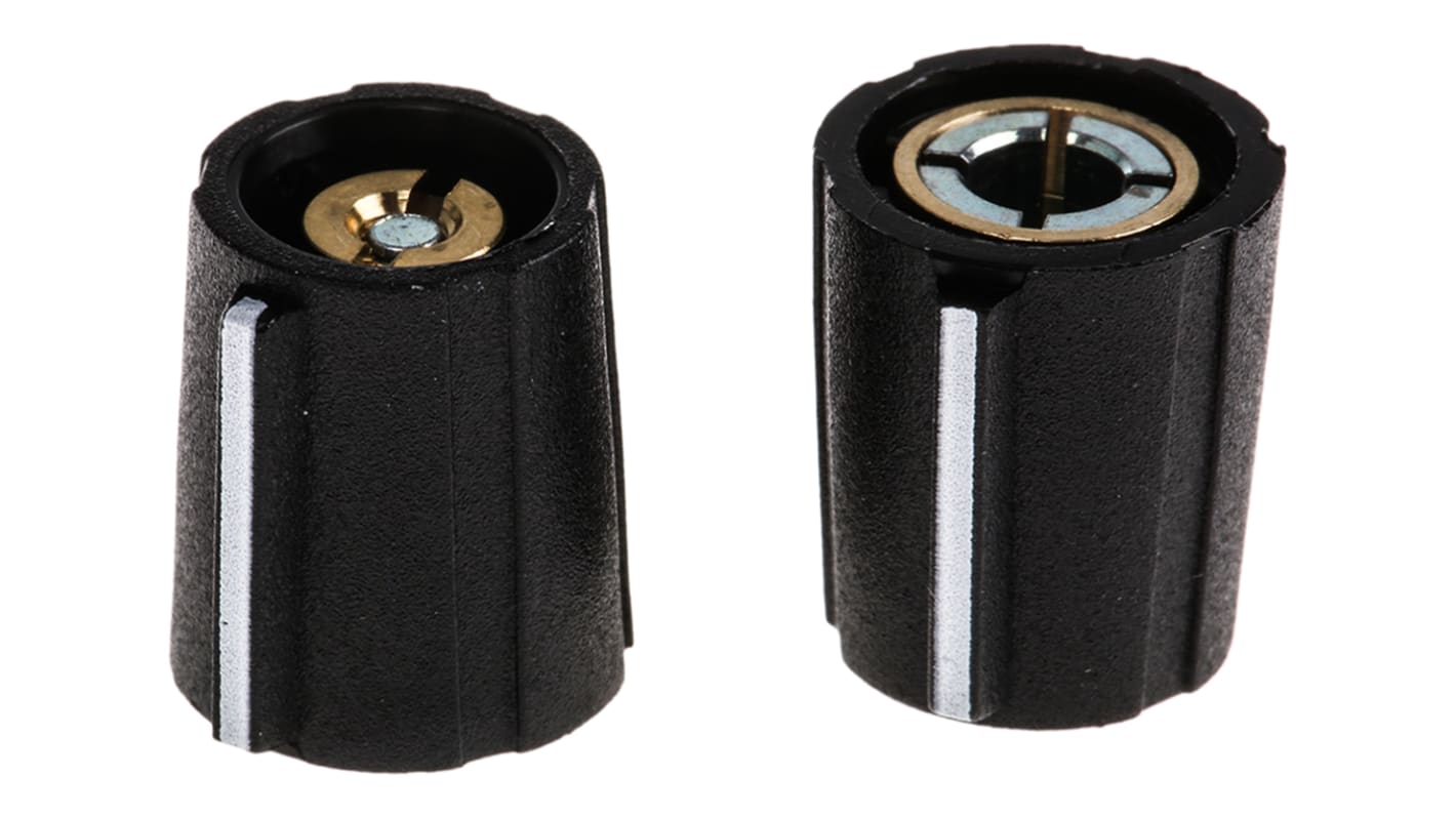 Sifam Fekete Potenciométer gomb Fehér színű jelzőfénnyel 7mm, 4mm tengellyel, forgatógomb Ø: 11.5mm Körkörös