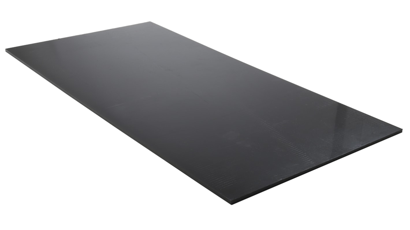 Foglio di plastica Tipo pieno RS PRO in PEHD, Nero, 1000mm x 500mm x 8mm