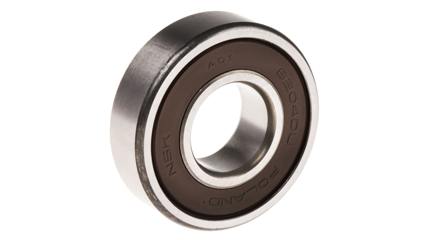 NSK 6204DDU Single Row Deep Groove Ball Bearing- Both Sides Sealed 20mm I.D, 47mm O.D