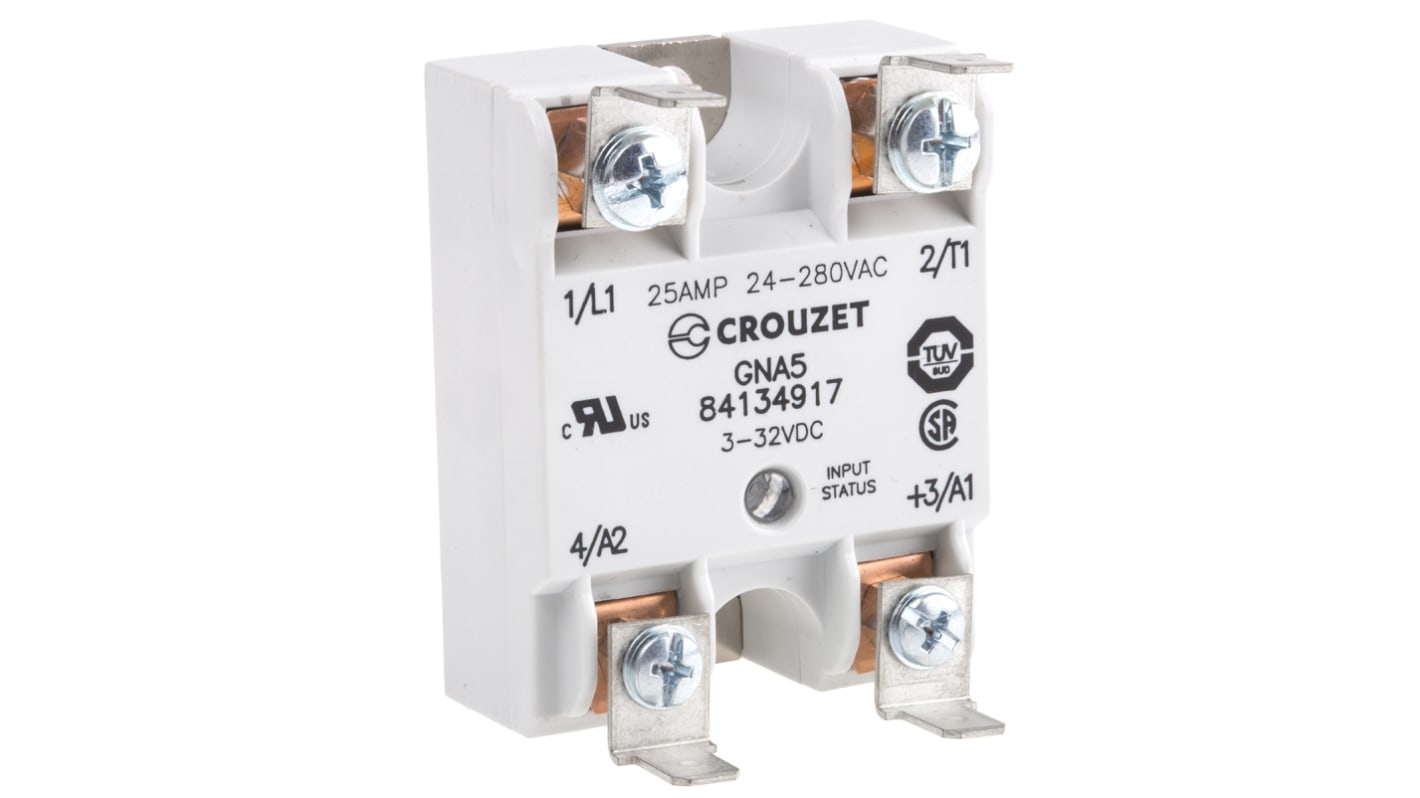 Crouzet Solid State Relay, 25 A Load, Panel Mount, 280 V Load, 32 V Control