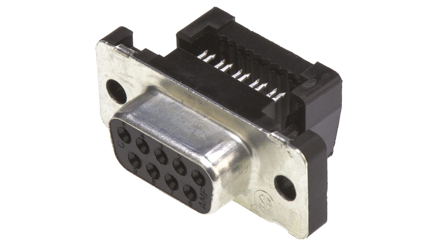 TE Connectivity Amplimite HDF-20 9 Way Right Angle Cable Mount D-sub Connector Socket, 2.77mm Pitch