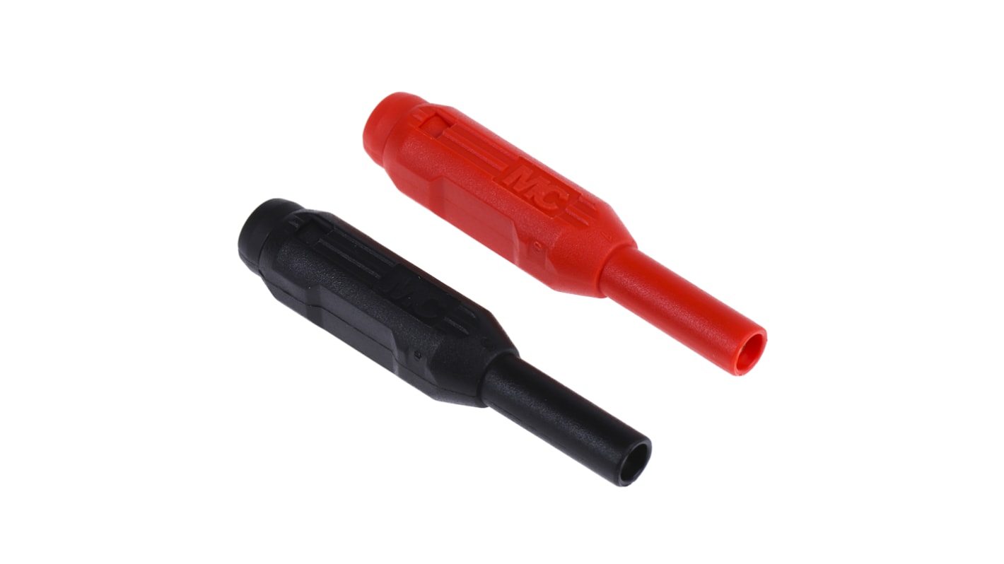 Conector banana Macho, Contacto Oro, Negro, Rojo