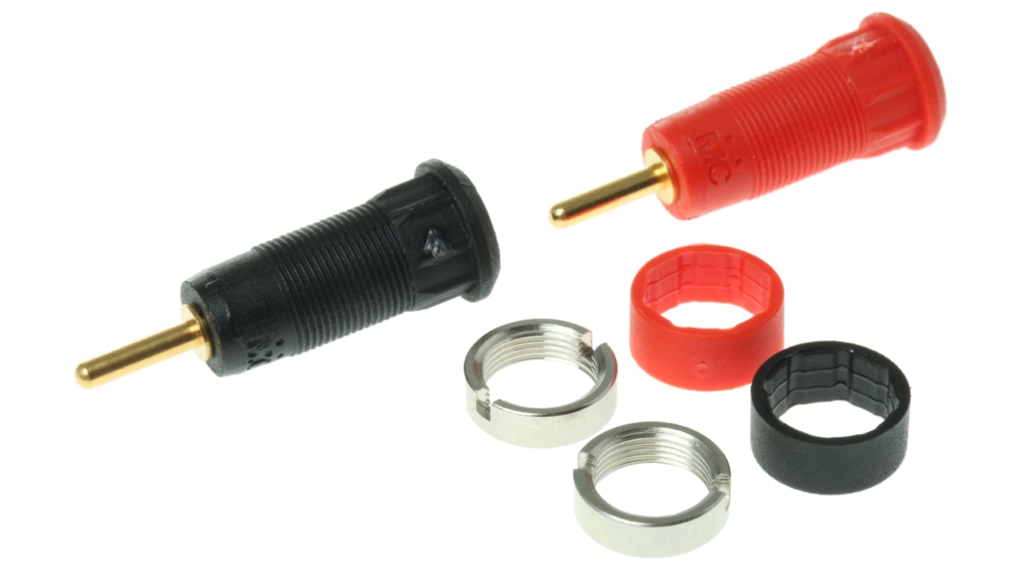 Staubli Black, Red Female Banana Socket, 2mm Connector, Screw Termination, Gold Plating