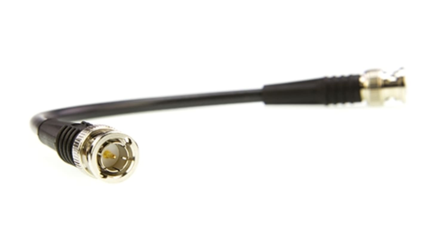 Cable coaxial RG59 TE Connectivity, 75 Ω, con. A: BNC, Macho, con. B: BNC, Macho, long. 250mm Negro