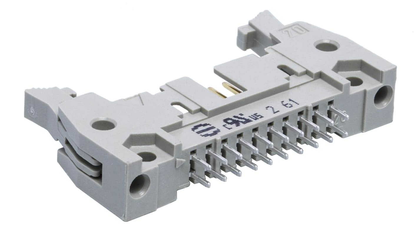 Harting SEK 18, 2.54mm pitch, 20-polet med 2 rækker Lige Printstiftliste, Hulmontering