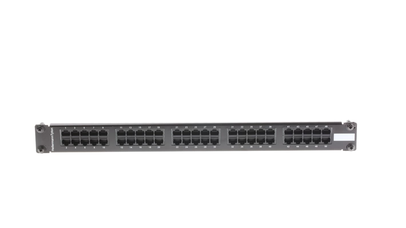 HellermannTyton Eco HD Series Cat3 50 Port RJ45 Voice Patch Panel UTP 1U Black