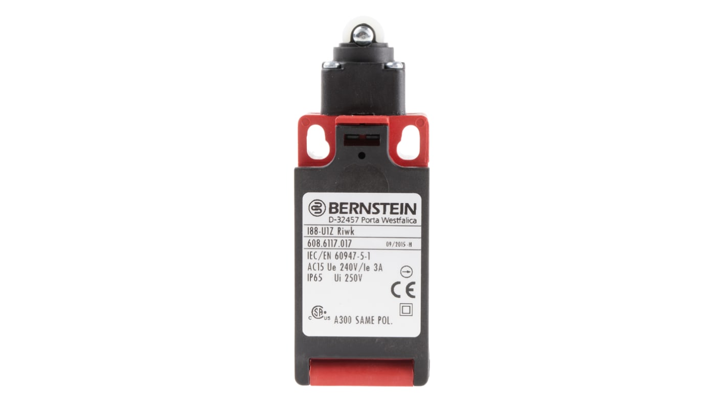 Interrupteur de sécurité, Bernstein AG I88-U1Z RIWK, NO/NF, type Poussoir à galet IP65, Dimensions 62 x 22 x 30,5 mm