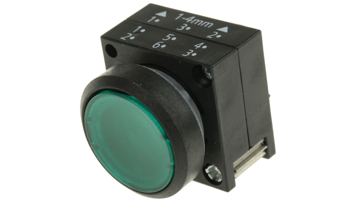 Siemens 3SB3 Series, Green Push Button Head, Momentary, 22mm Cutout