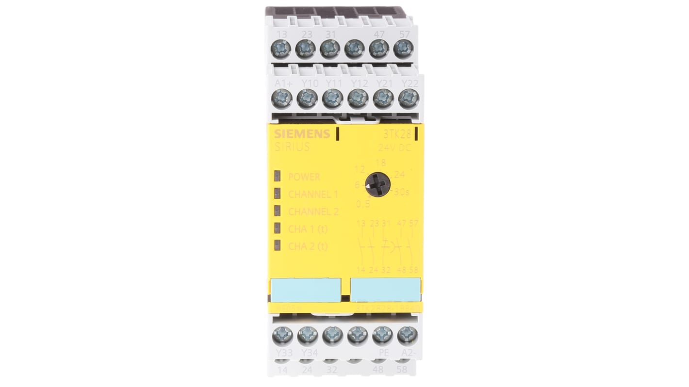 Siemens Single-Channel Speed/Standstill Monitoring Safety Relay, 24V dc, 2 Safety Contacts