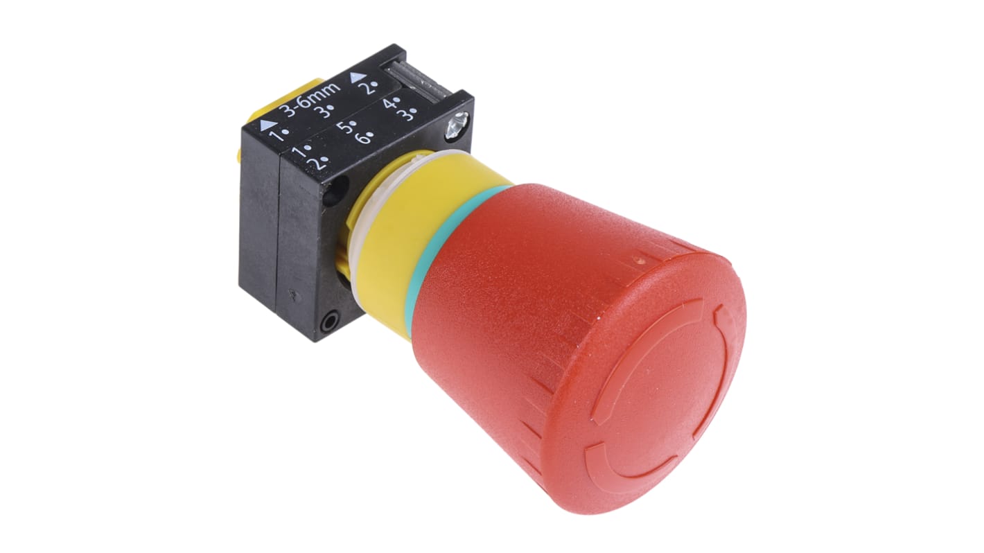 Siemens serie 3SB3, Ø 22mm, de color Rojo, Redondo, Enclavamiento, IP66