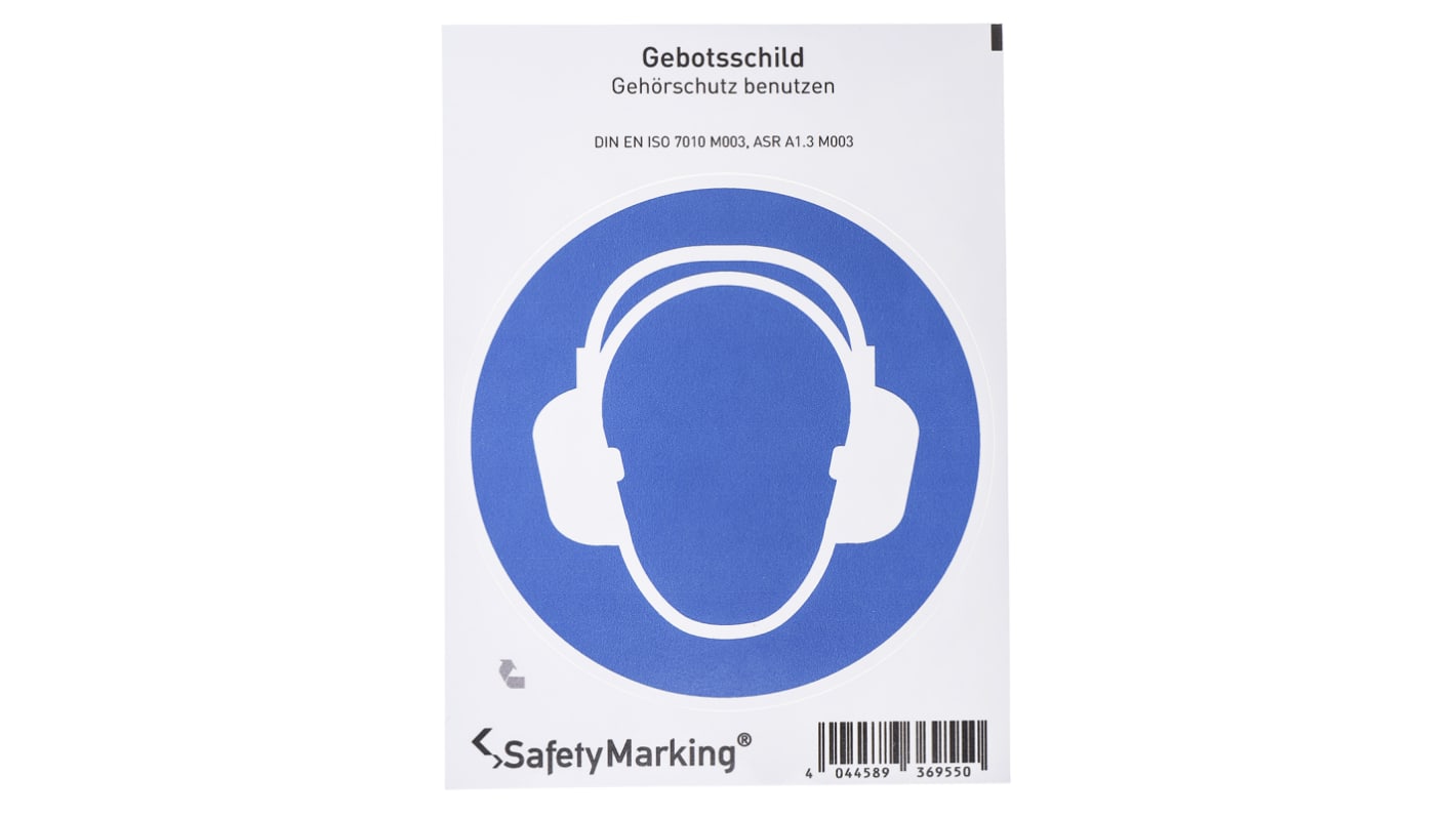 Wolk PVC Mandatory Ear Protection Sign With Pictogram Only Text