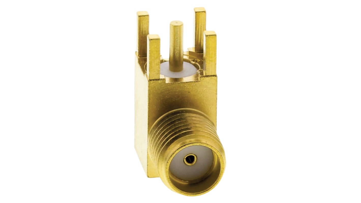 Radiall, jack PCB Mount SMA Connector, 50Ω, Solder Termination, Right Angle Body